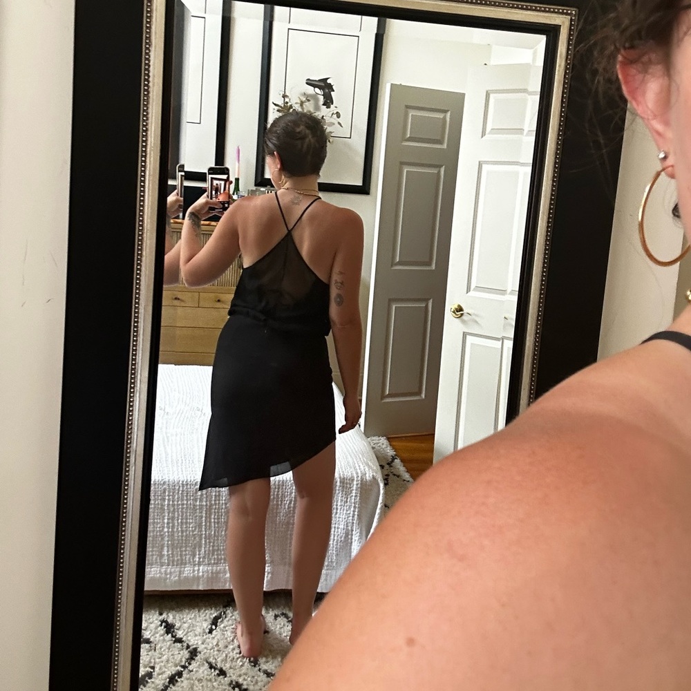 mason strappy silk black mini dress 🖤 LBD